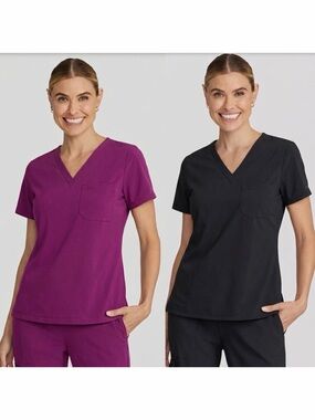 Set of two Healing Hands Short-Sleeve V-Neck Scrub Tops